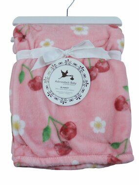 Adirondack Baby Cherry Fleece Blanket Infant Girls Pink Flowers Soft NWT RARE